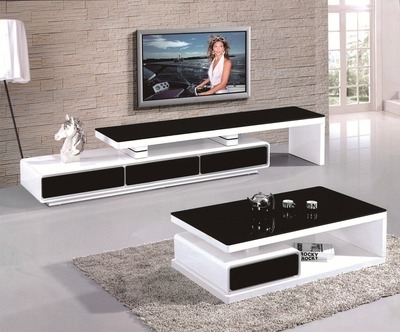 黑色强化玻璃可伸缩客厅电视柜 苏州兆生家具的现代简约之选